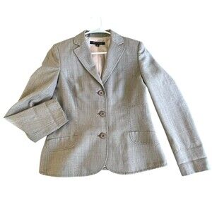 Anne Klein Suit  Sz 6 Women's Wool Blend Blazer Jacket Brown Career‎ Office
